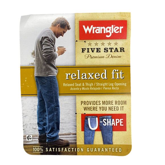 Wrangler Five Star Premium Denim Straight Leg Relaxed Fit Mens 50X30 Blue - Picture 4 of 16